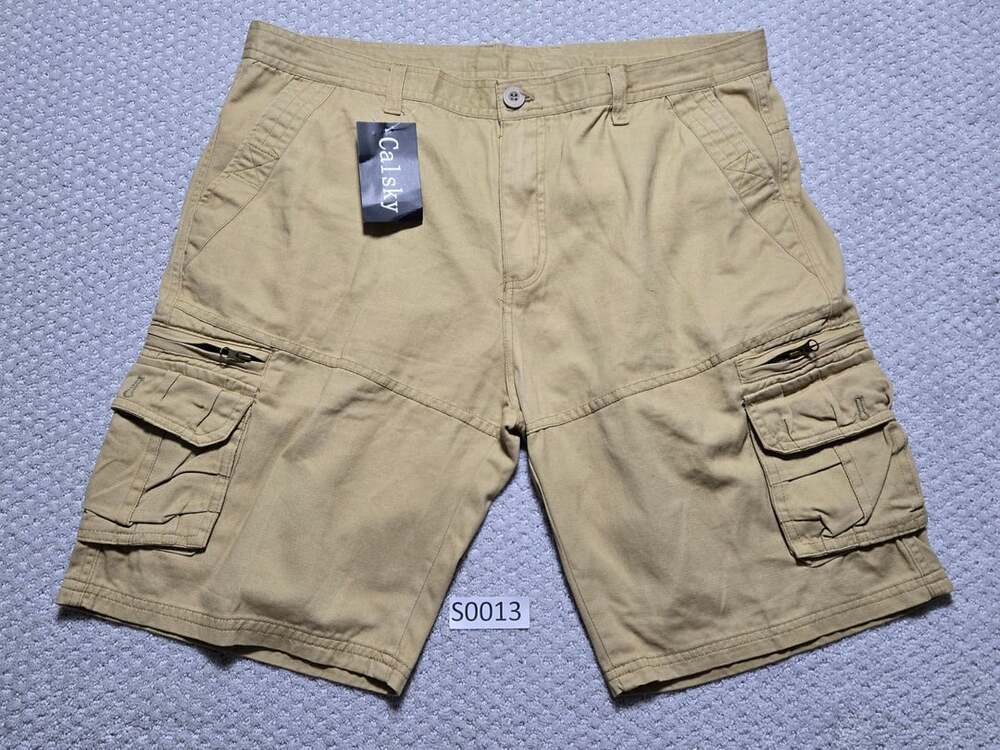 Calsky Cargo Shorts Size 36 Khaki New With Tags